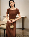YAYING Pleated Waist-Cinched Dress