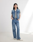 EP YAYING Vintage Cotton Denim Vest