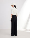 EP YAYING Satin Contrast Wide Leg Pants