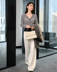 EP YAYING Printed Pleated Slim Shirt