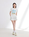 EP YAYING Tencel Cotton Denim Shorts