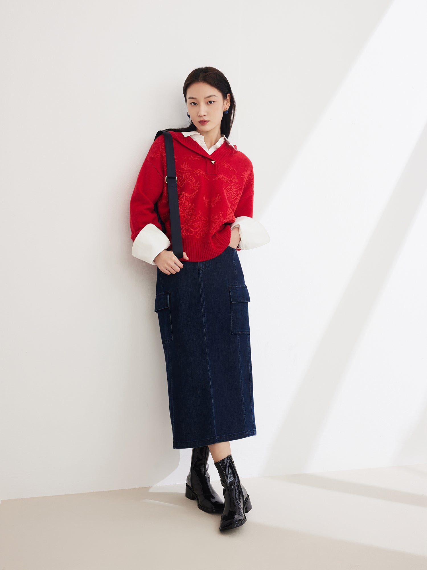 EP YAYING Straight Denim Skirt