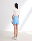 EP YAYING Pure Linen High-Waisted Shorts