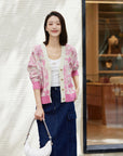 EP YAYING Embroidered Short Knit Cardigan
