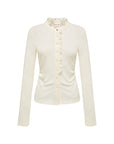 EP YAYING Petal-Collar Soft Wool Knit Sweater