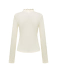 EP YAYING Petal-Collar Soft Wool Knit Sweater
