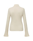 EP YAYING Off-White Jacquard Embroidered Stand-Collar Zip Cardigan