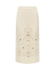 EP YAYING Blue Label Wool Jacquard Elastic-Waist Knit Skirt