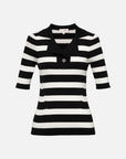 EP YAYING Navy Stripes Wool Knit Top