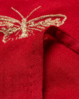 EP YAYING Red Embroidered 100% Cashmere Shawl