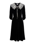 EP YAYING Lace Collar Velvet Knee Length Dress