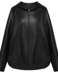 YAYING Ageless Short Hooded Leather Jacket