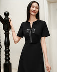 YAYING Golden Wool Slim-Fit Dress