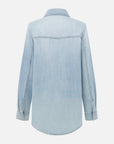 EP YAYING Rhinestone Embellished Denim Shirt