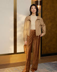YAYING Velvet Pleated Straight Pants
