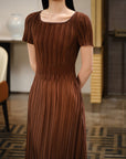YAYING Pleated Waist-Cinched Dress