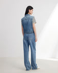 EP YAYING Vintage Cotton Denim Vest