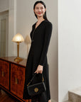 YAYING Golden Wool Slim-Fit Dress