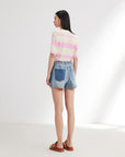EP YAYING A-line Cotton Linen Denim Shorts