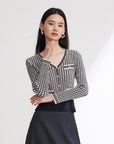 EP YAYING Printed Pleated Slim Shirt