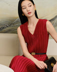 YAYING Pleated Waist-Cinched Dress