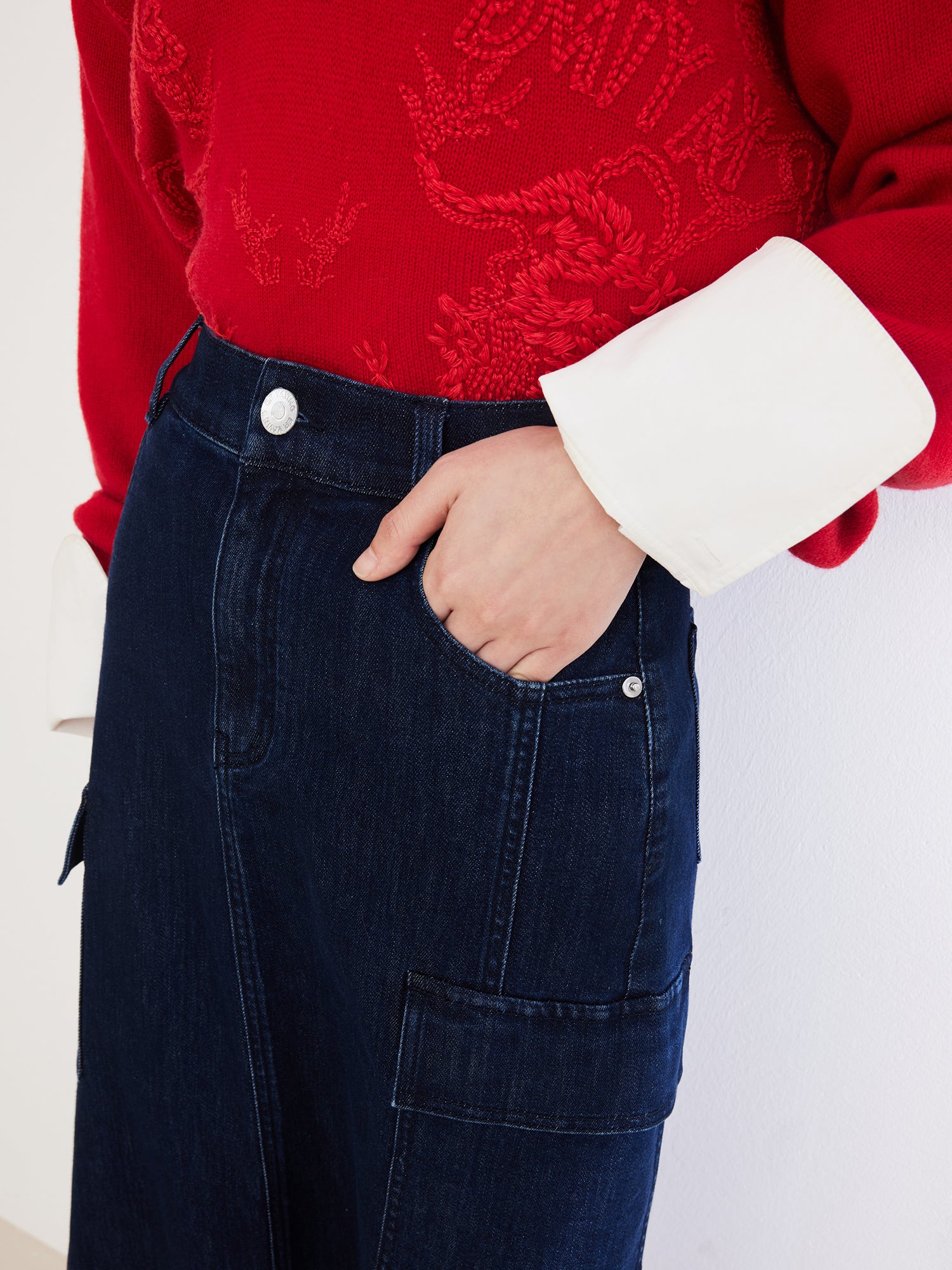 EP YAYING Straight Denim Skirt