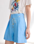 EP YAYING Pure Linen High-Waisted Shorts