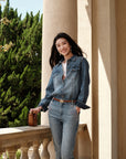 YAYING Braided Embroidery Denim Cotton Shirt