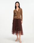 EP YAYING Texture Brown Knit Cardigan