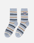 EP YAYING Days of the Week Puppy Embroidered Striped Mid-Calf Candy Socks