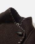 EP YAYING Silk-Wool Waisted Brown Tweed Mid-Length Coat