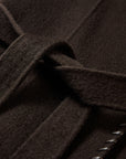 EP YAYING Silk-Wool Waisted Brown Tweed Mid-Length Coat