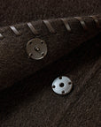 EP YAYING Silk-Wool Waisted Brown Tweed Mid-Length Coat