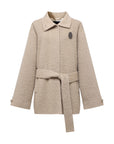 EP YAYING Blue Label Wool Tweed Long Coat