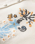 YAYING Embroidered Wool-Cashmere Round-Neck Knit Cardigan