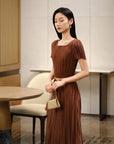 YAYING Pleated Waist-Cinched Dress
