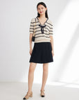 EP YAYING Navy Collar Knit Sweater