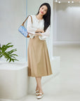 EP YAYING Vintage Collegiate Style Midi Skirt
