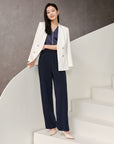 YAYING Silk Pinstripe Blazer