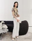 YAYING pleated oil painting blouse