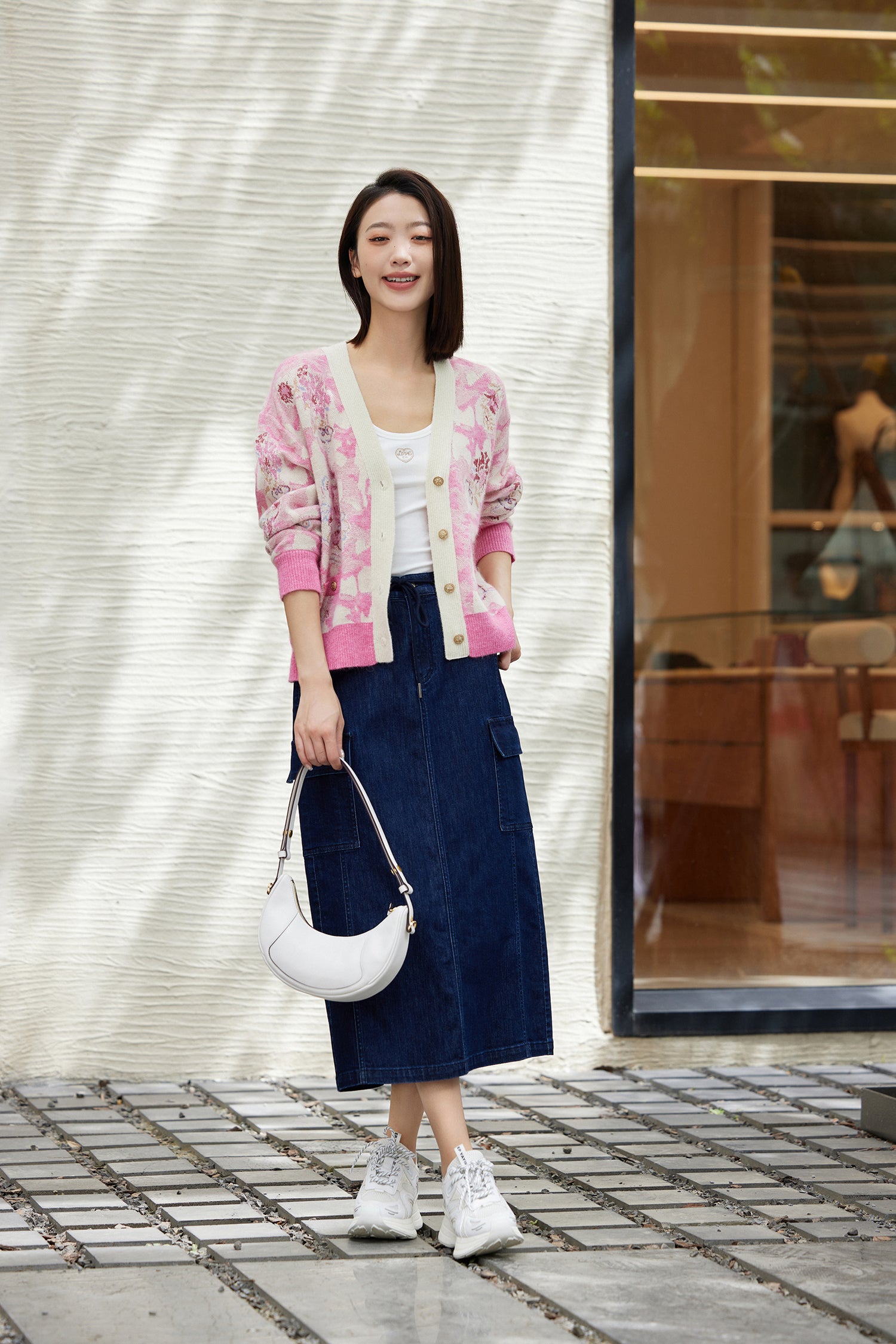 EP YAYING Straight Denim Skirt