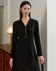 YAYING Golden Wool Slim-Fit Dress