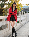 YAYING Merino Wool Hooded Trench Coat