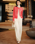 YAYING Velvet Pleated Straight Pants