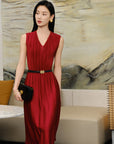 YAYING Pleated Waist-Cinched Dress