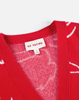 EP YAYING Red Jacquard Knitted Cardigan