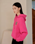 YAYING Appliqu¨¦ Embroidered Hooded Sweatshirt