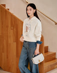 YAYING Appliqu¨¦ Embroidered Hooded Sweatshirt