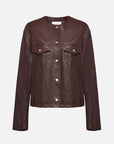 EP YAYING Leather Round Neck Leather Jacket