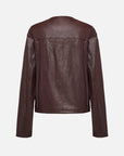 EP YAYING Leather Round Neck Leather Jacket